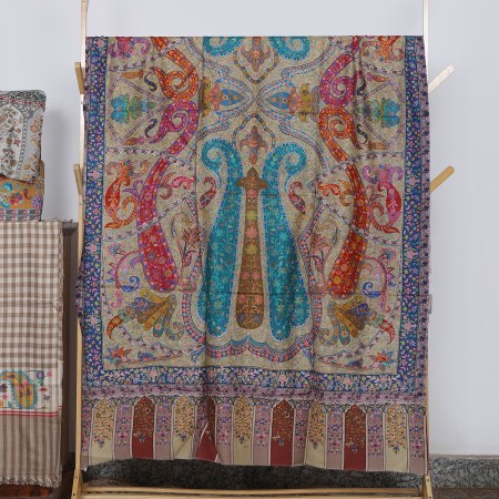 Kalamkari Shawl Multicolor With Paisley Motifs