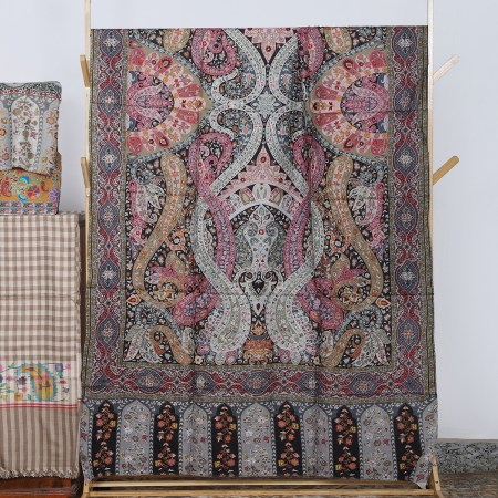 Kalamkari Multicolor Shawl With Paisley Motifs