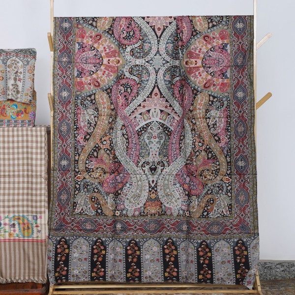 Kalamkari Multicolor Shawl With Paisley Motifs