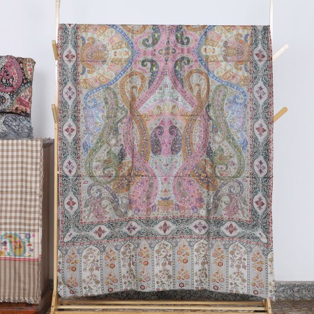 Multicolor Kalamkari Shawl With Paisley Designs