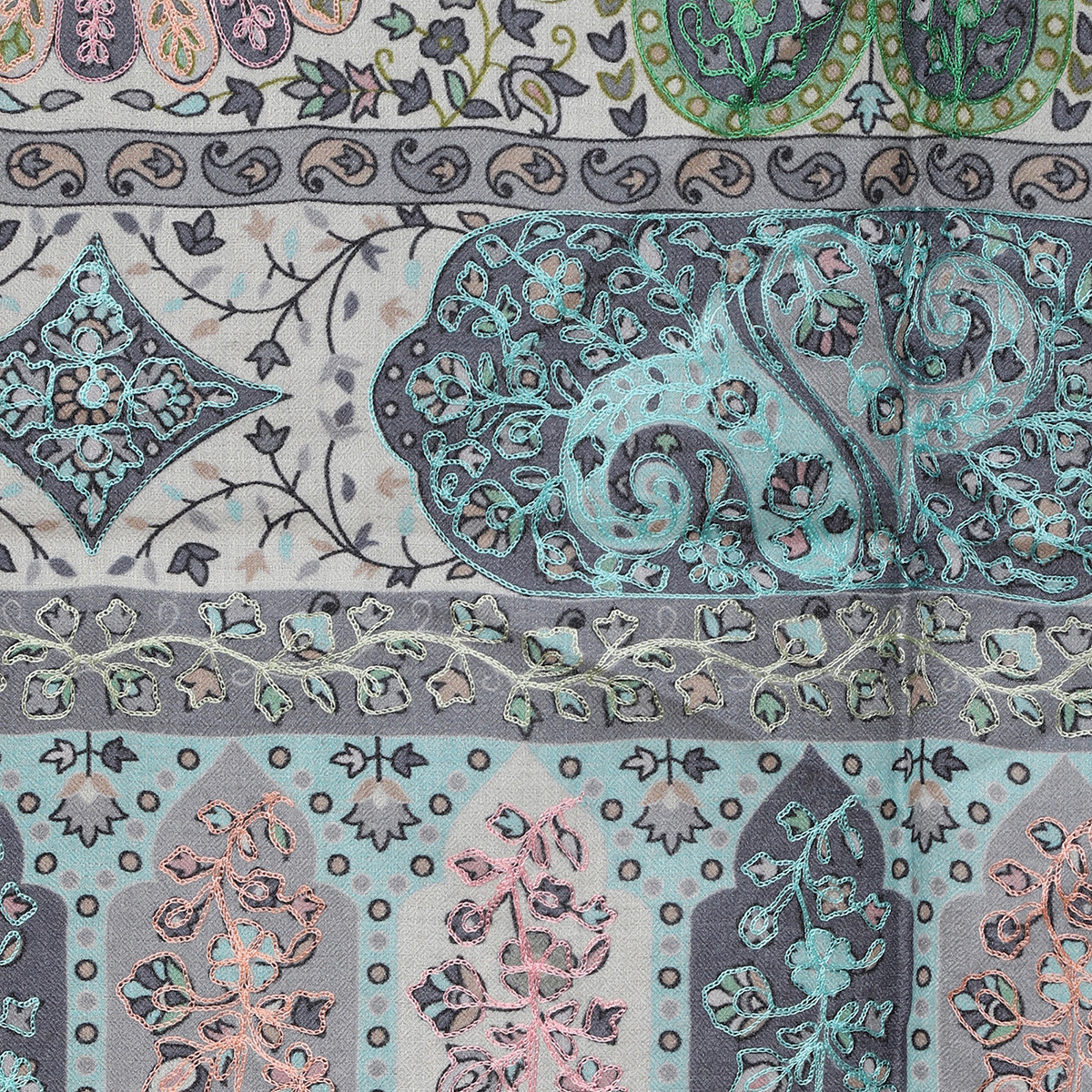 Multicolor Kalamkari Shawl With Paisley Motifs - Image 4