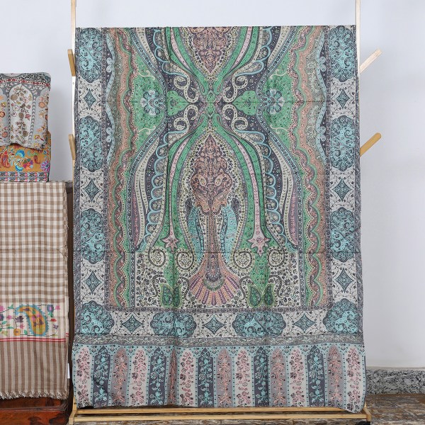 Multicolor Kalamkari Shawl With Paisley Motifs