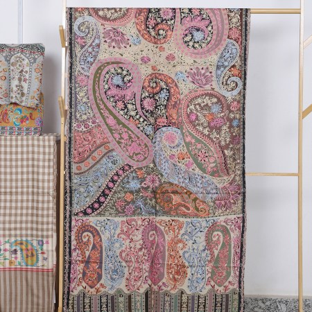 Multicolor Kalamkari Stole With Paisley Motifs Designs