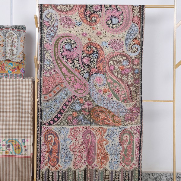 Multicolor Kalamkari Stole With Paisley Motifs Designs