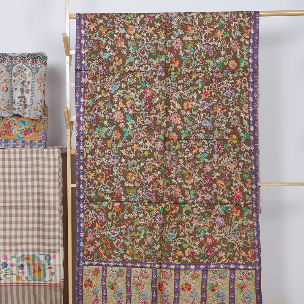 Kalamkari Multicolor Stole With Floral Motifs