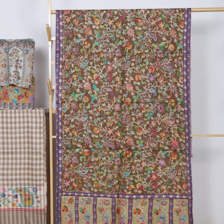 Kalamkari Multicolor Stole With Floral Motifs