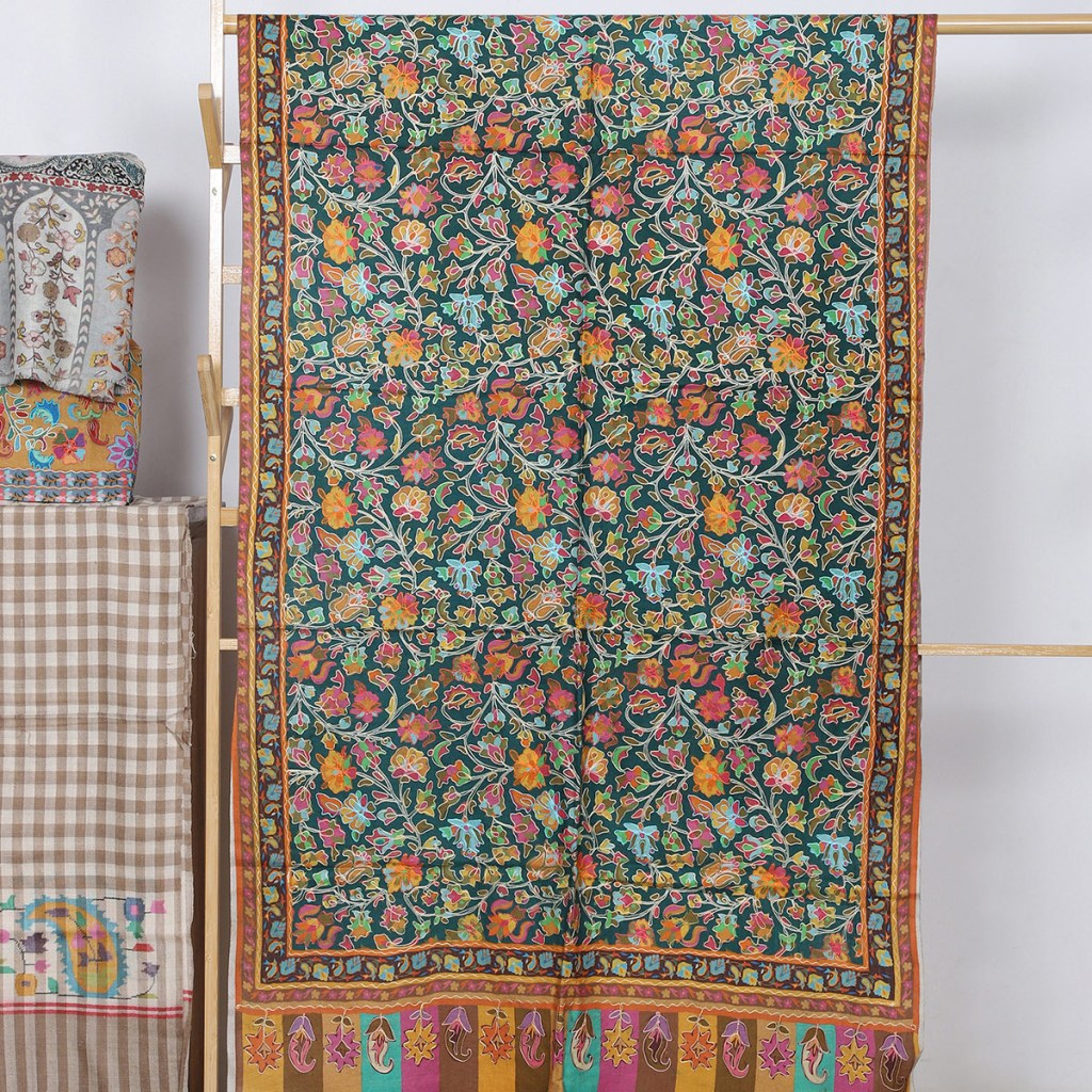 Multicolor Kalamkari Stole With Floral Patterning