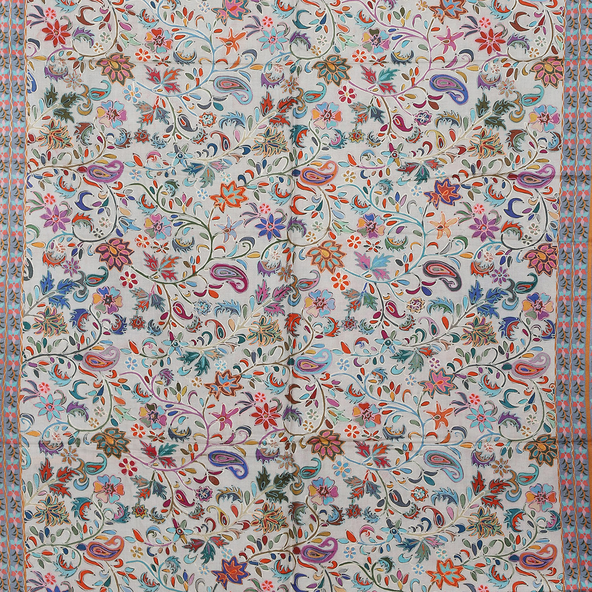 Beige Kalamkari Stole With Floral Motifs - Image 5