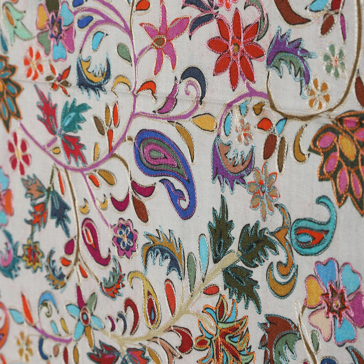 Beige Kalamkari Stole With Floral Motifs - Image 3