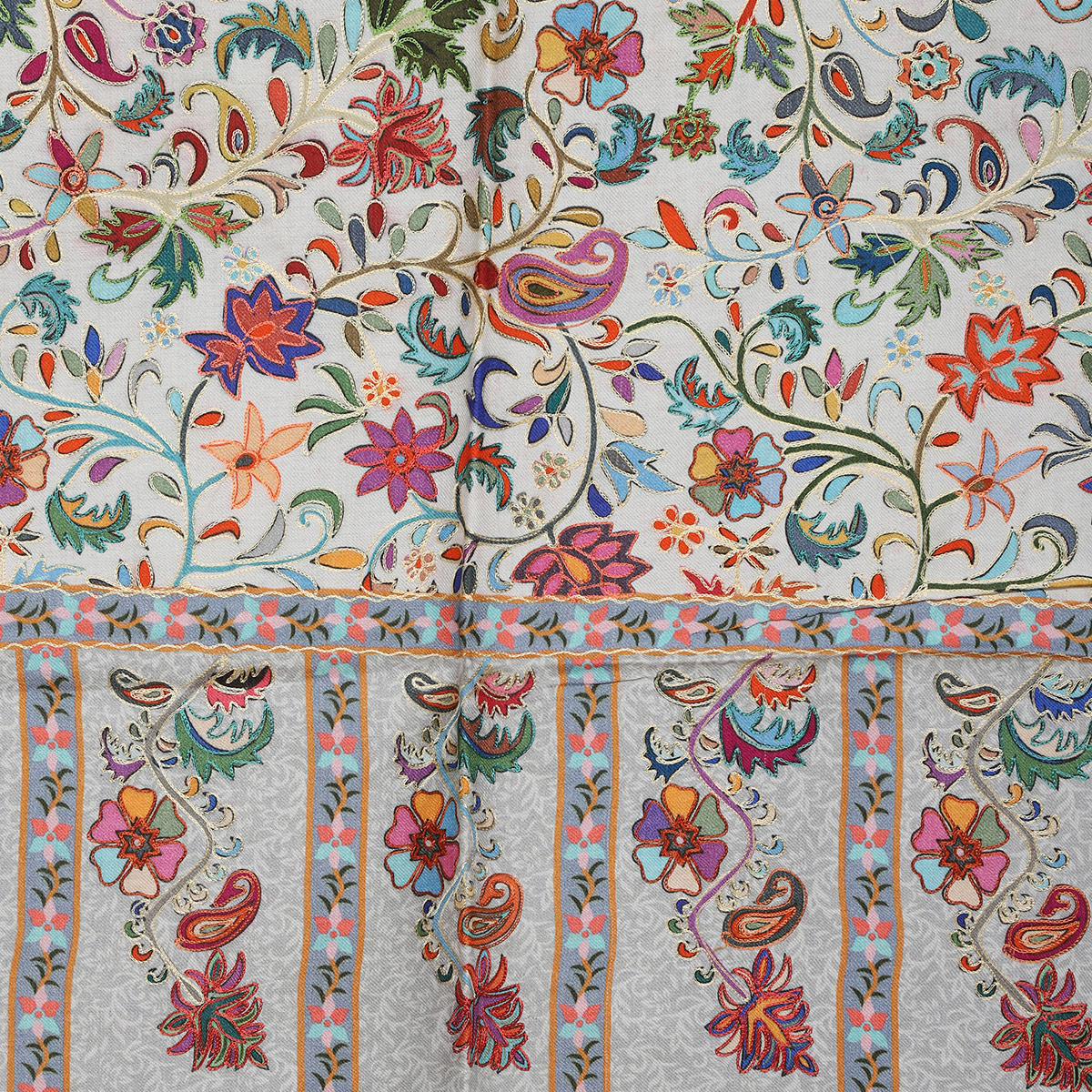 Kalamkari Beige Stole With Floral Motifs - Image 2