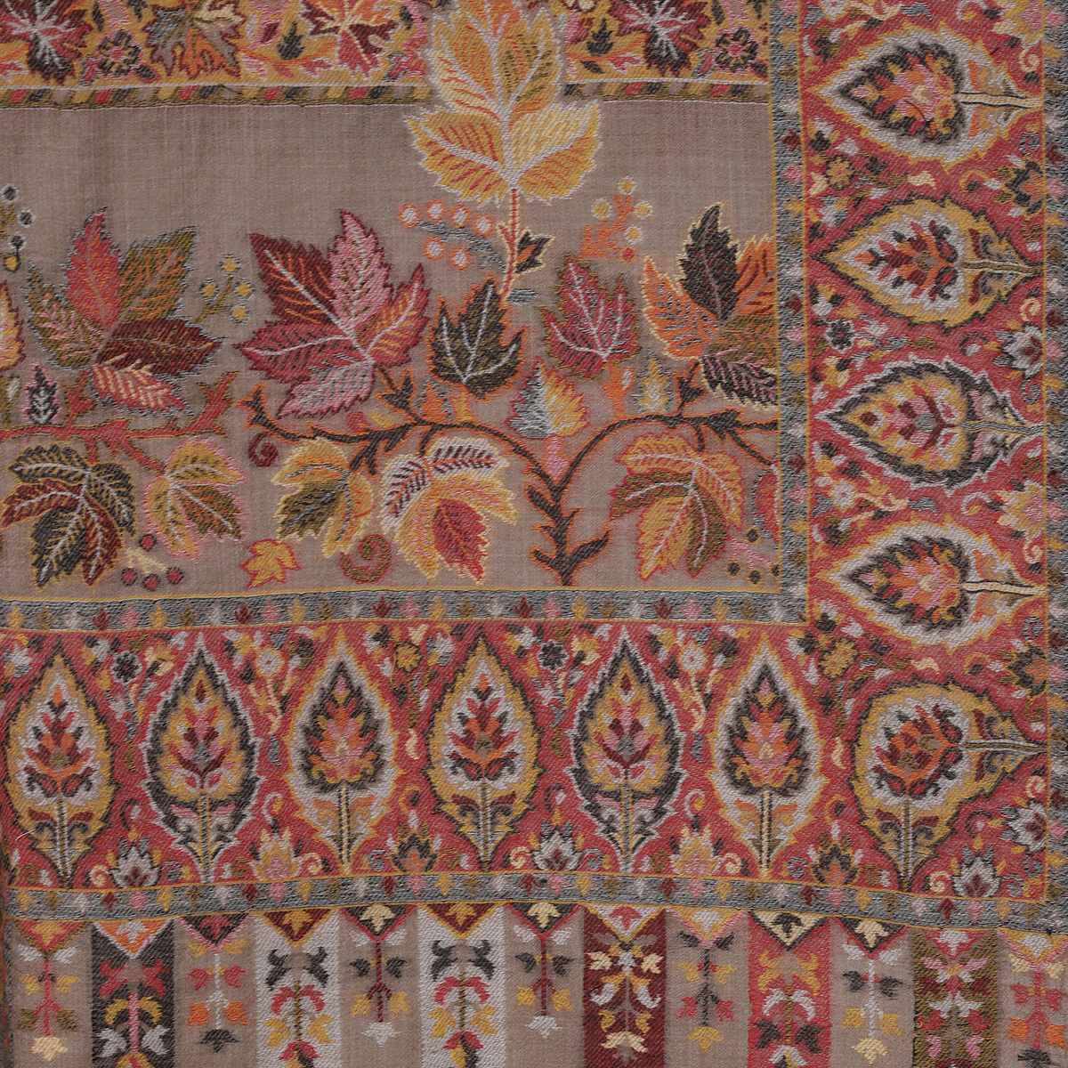 Antique Beige Kalamkari Stole With Floral & Paisley Motifs - Image 3