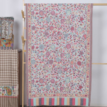 Beige Kalamkari Stole Floral & Motifs