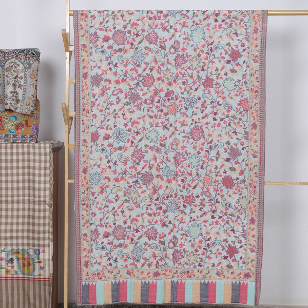 Beige Kalamkari Stole Floral & Motifs