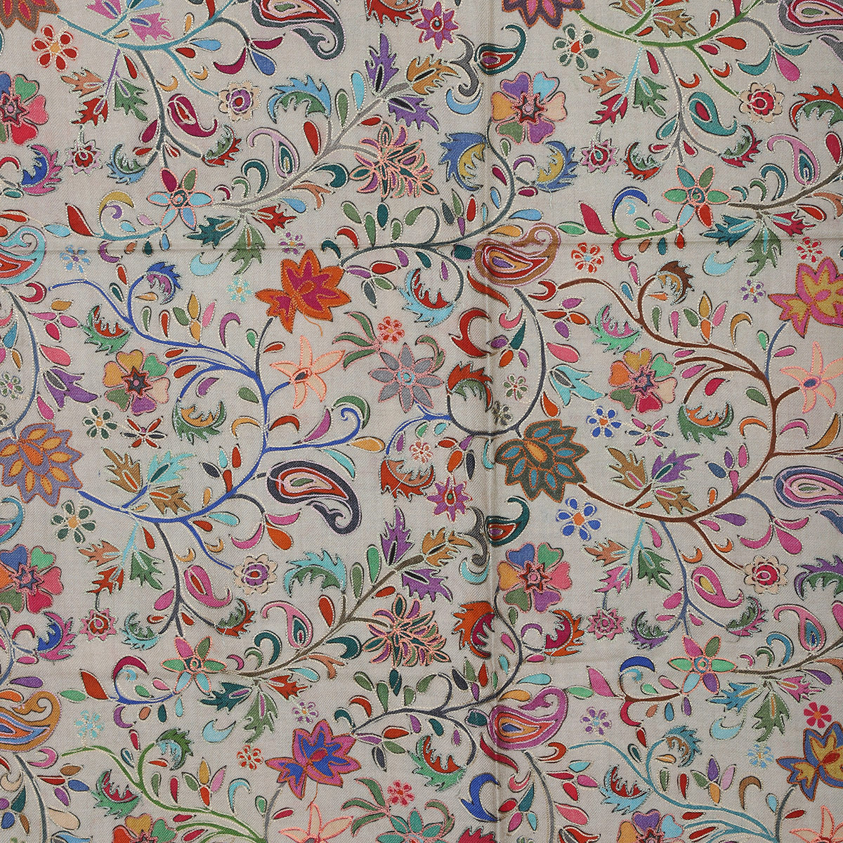 Kalamkari Cream Stole Floral & Motifs - Image 5