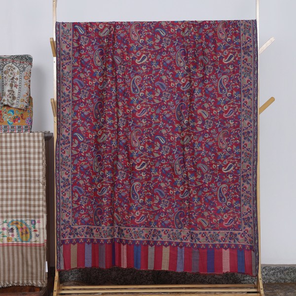 Purple Multicolor Kalamkari Shawl With Paisley Motifs