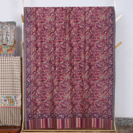 Dark Blue Kalamkari Shawl With Paisley Motifs