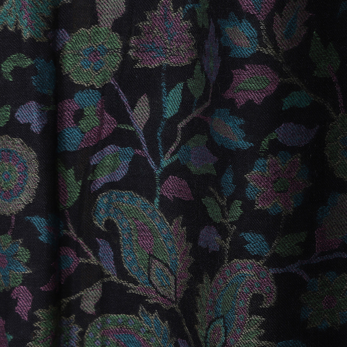 Black Kalamkari Shawl With Floral & Motifs - Image 5