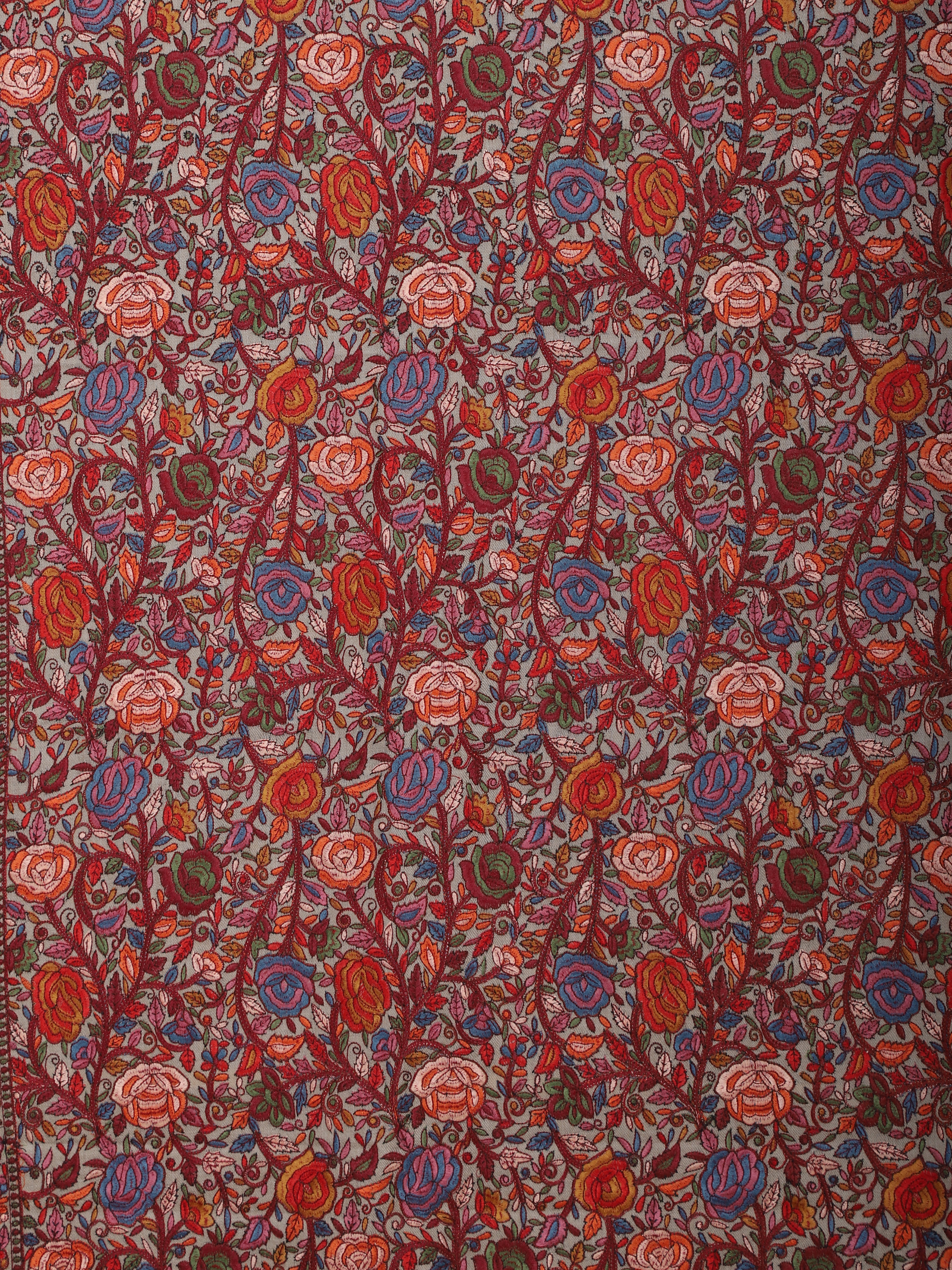 Cream Jamawar Shawl With Floral & Motifs - Image 2
