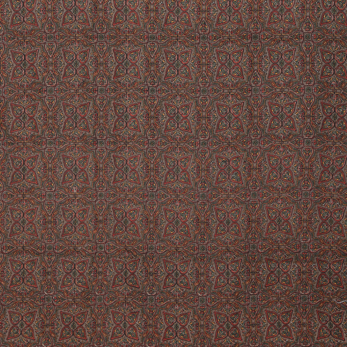 Beige Jamawar Shawl With Floral & Motifs - Image 5