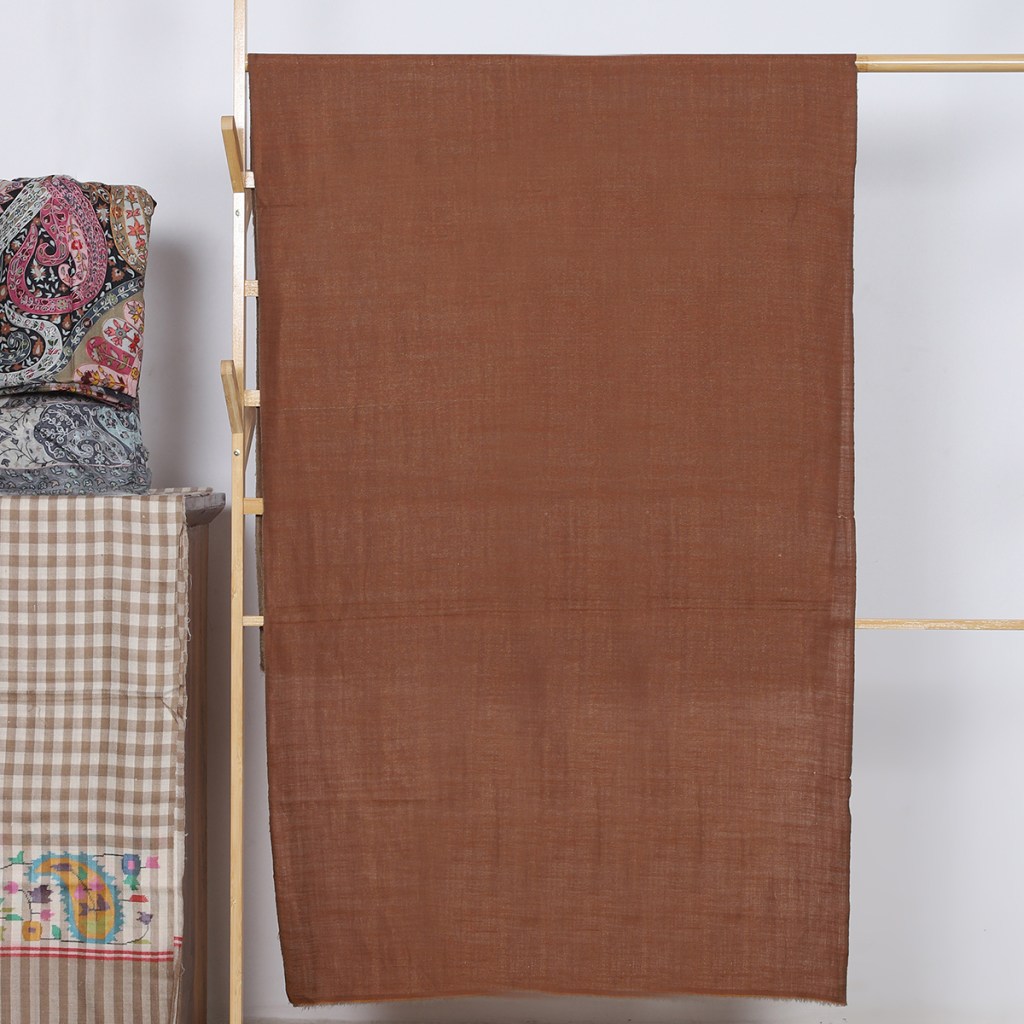 Brown And Gold Handwoven Double Shade Zari Pure Pashmina Stole