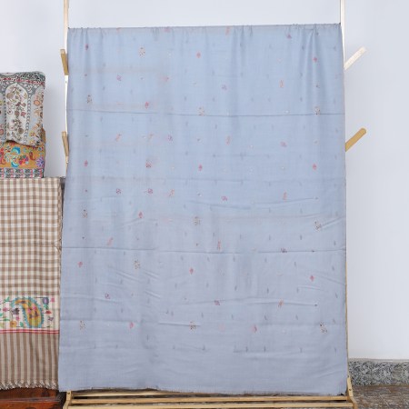 Grey Pure Pashmina Shawl With Delicate Floral Buti