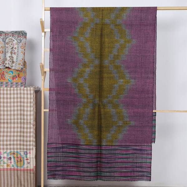 Purple Handwoven Ikat Pure Pashmina Stole
