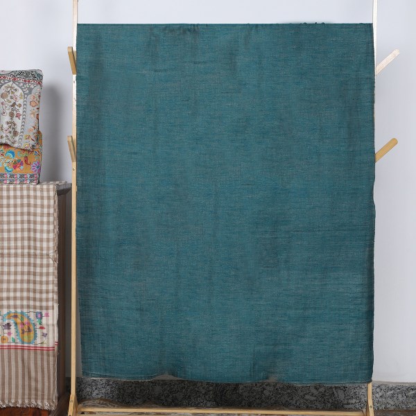 Teal Green And Silver Handwoven Pure Pashmina Shawl With Double Shade Zari