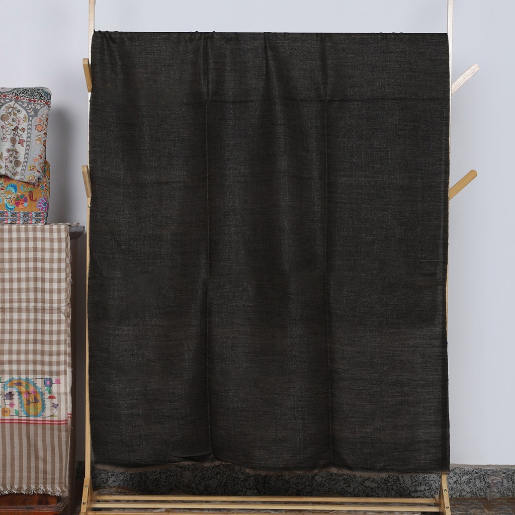 Ebony Black And Silver Handwoven Pure Pashmina Shawl With Double Shade Zari