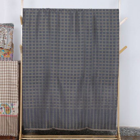 Grey And Cream Grid Pattern Pure Pashmina Shawl