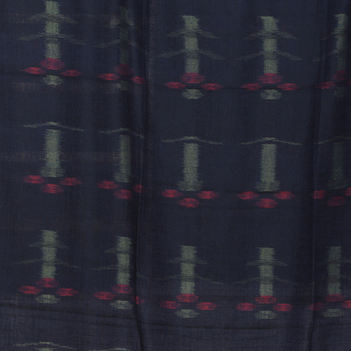 Navy Blue Handwoven Ikat Pure Pashmina Shawl - Image 2