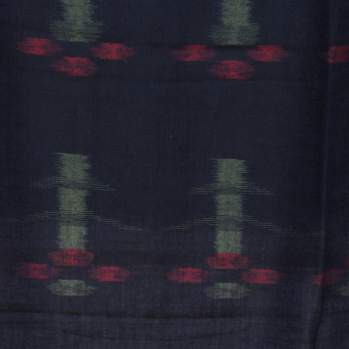 Navy Blue Handwoven Ikat Pure Pashmina Shawl - Image 4