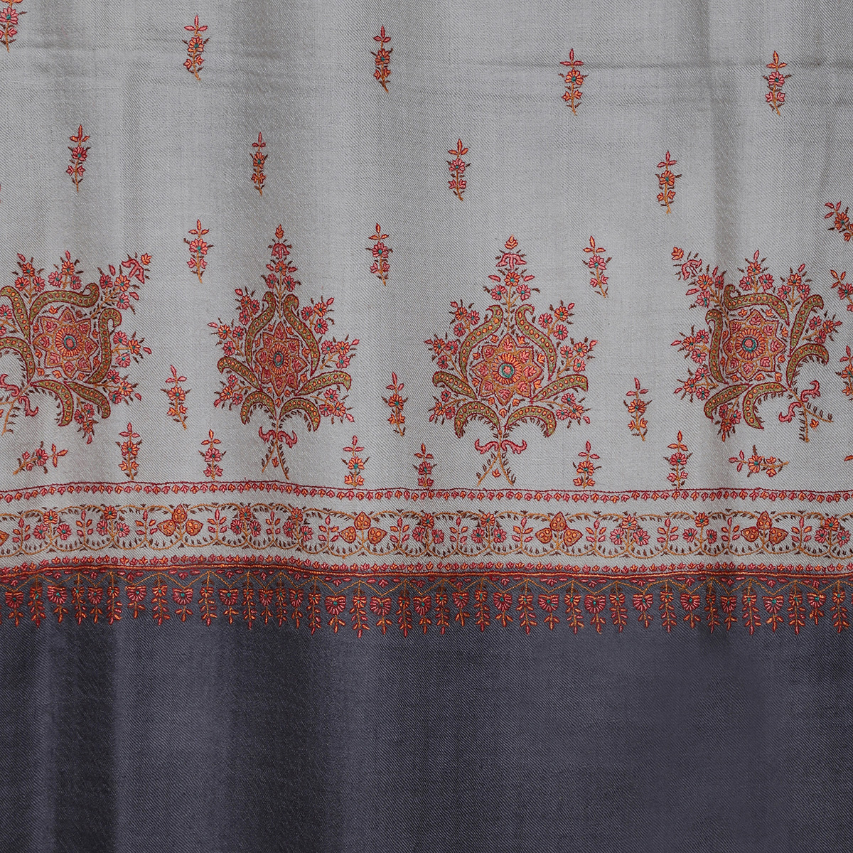 Beige And Black Handwoven Pure Pashmina Shawl - Image 2