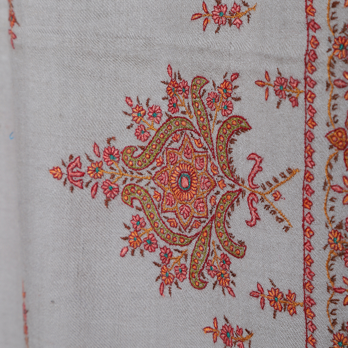 Beige And Black Handwoven Pure Pashmina Shawl - Image 4